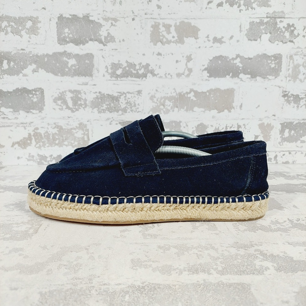 NEW Zara Black Woven Jute Trim Casual Slip-On Velvet Espadrille Loafers V350